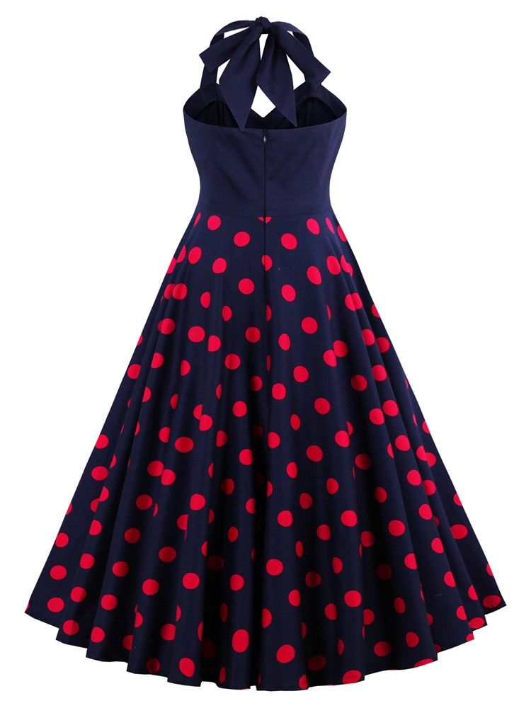 Naisten Polka Dots V-kaula-aukkoinen Mekko