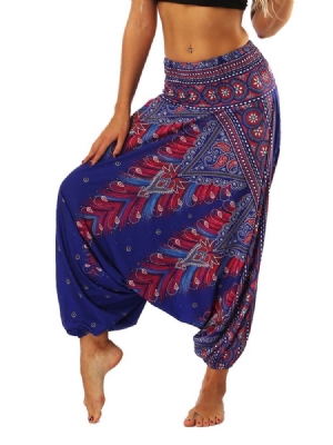 Naisten Bohemian Geometry Print Looseyoga Harem -housut