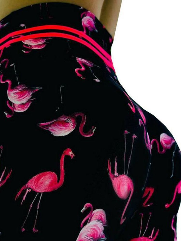 Naisten Flamingo-painatus Eläinten Kuntosali Urheilujooga-leggingsit Joogahousut Korkeavyötäröiset Tiktok-leggingsit