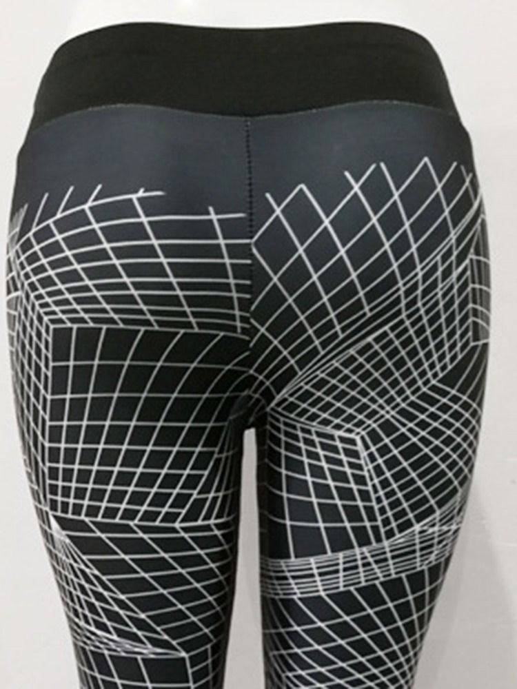 Naisten Hengittävät Geometriset Push Up Gym Sport Leggings -joogahousut Korkealla Vyötäröllä Tiktok-leggingsit