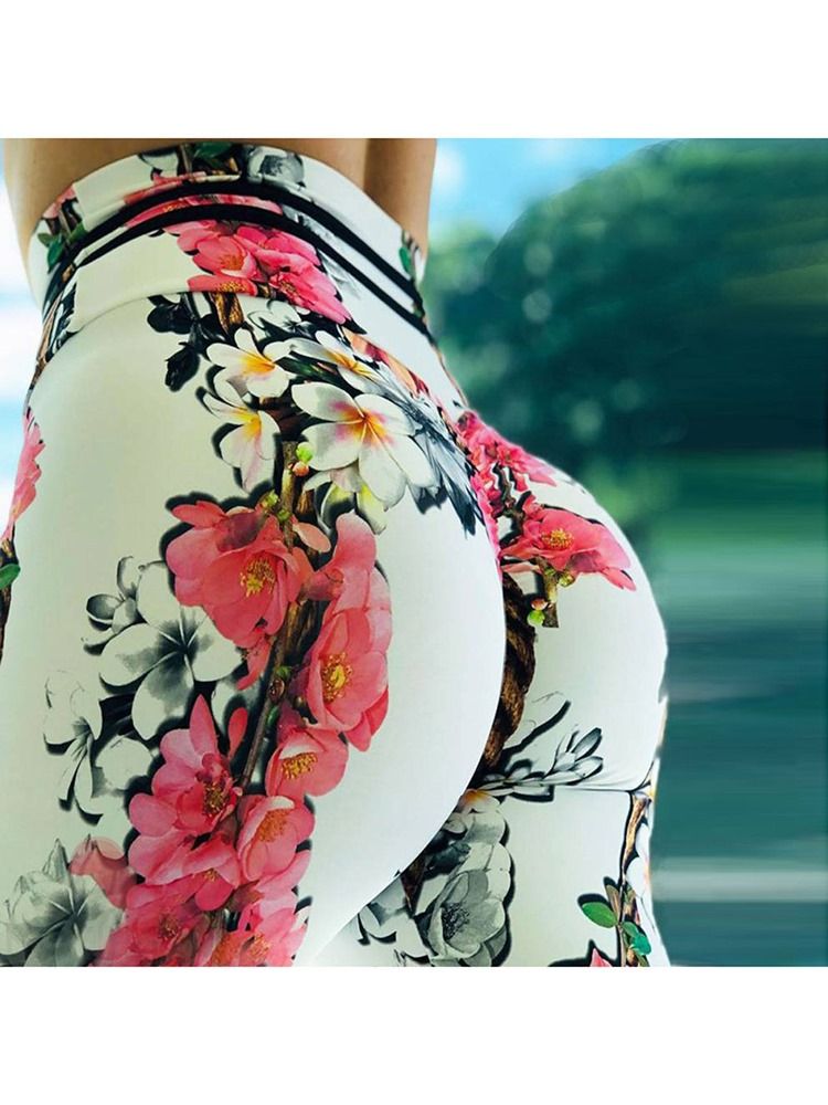 Print Floral Whip Nylon High Waist Naisten Leggingsit Joogahousut High Waist Tiktok Leggingsit