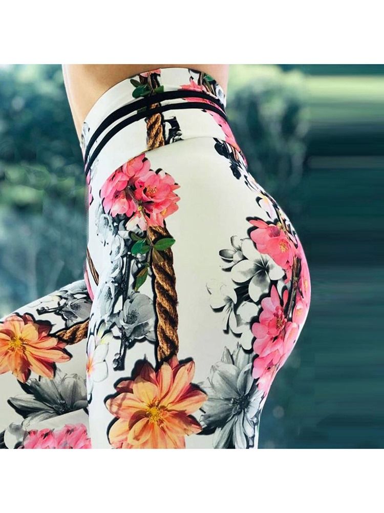 Print Floral Whip Nylon High Waist Naisten Leggingsit Joogahousut High Waist Tiktok Leggingsit