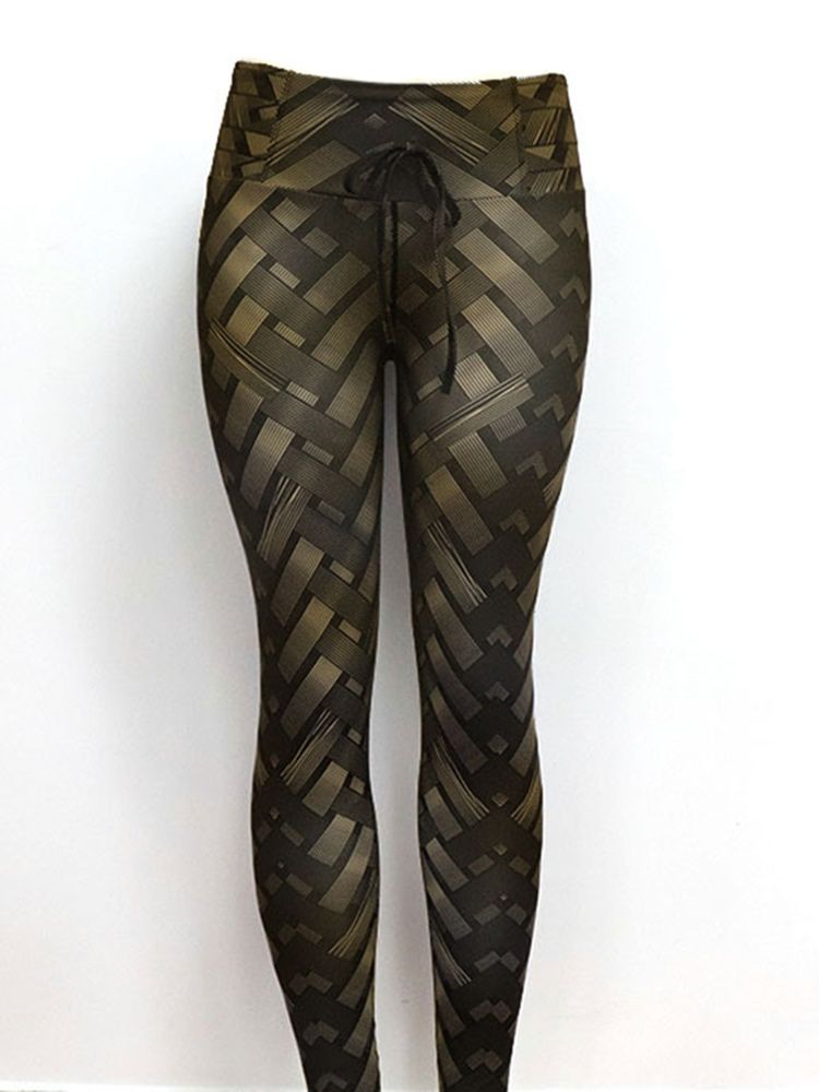 Solid Weave Print -joogahousut Naisille Korkea Vyötärö Tiktok-leggingsit