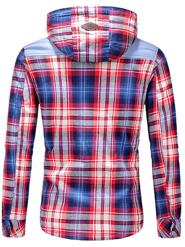 Plaid Fleece Patchwork Talvi Rento Miesten Takki