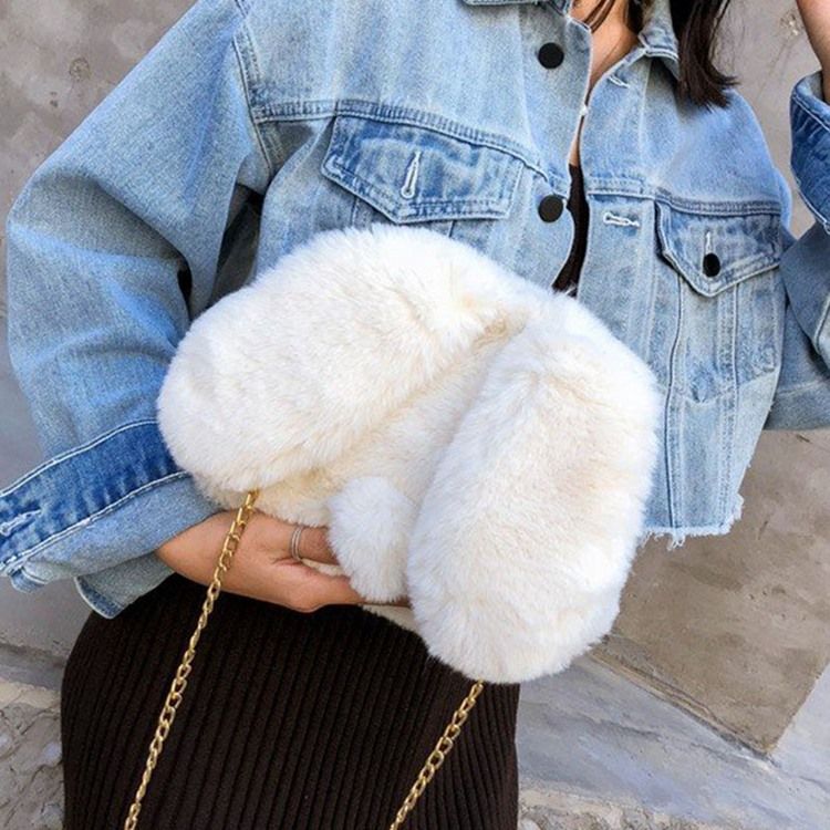 Faux Fur Chain Animal Crossbody -laukut