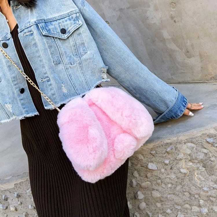 Faux Fur Chain Animal Crossbody -laukut