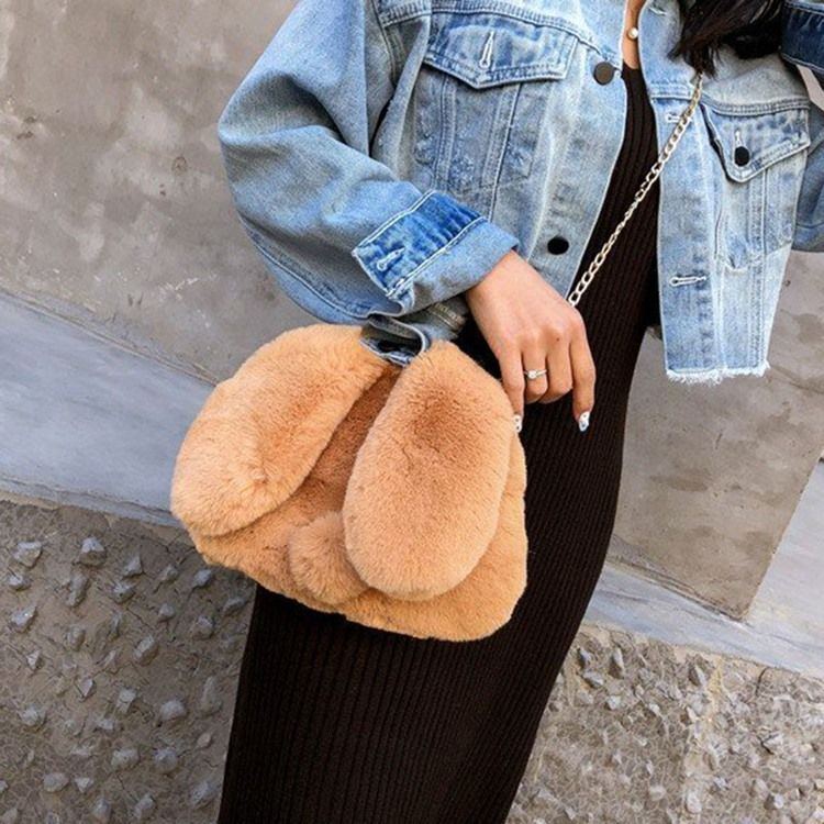 Faux Fur Chain Animal Crossbody -laukut