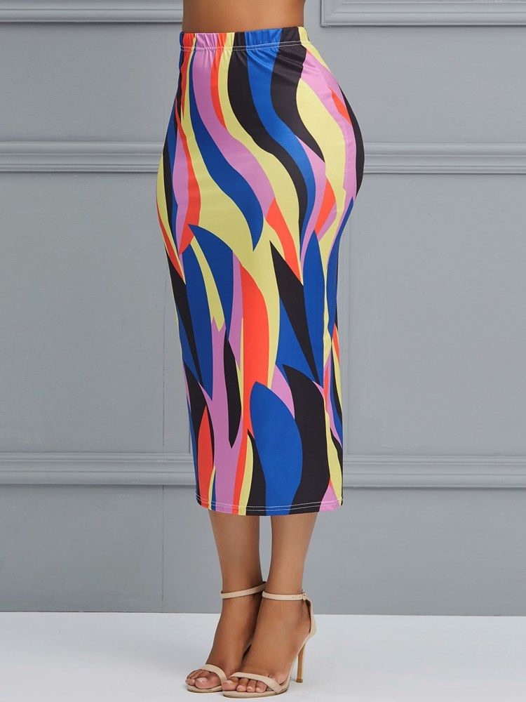 Color Block Geometric Bodycon Naisten Hameet