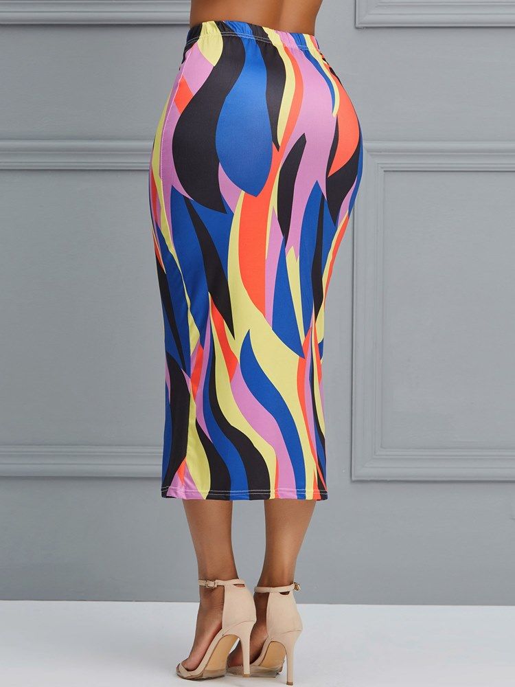 Color Block Geometric Bodycon Naisten Hameet