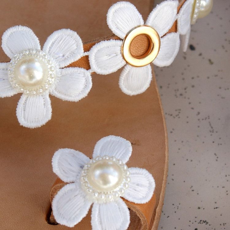 Floral Toe Ring Slip-on Naisten Sandaalit