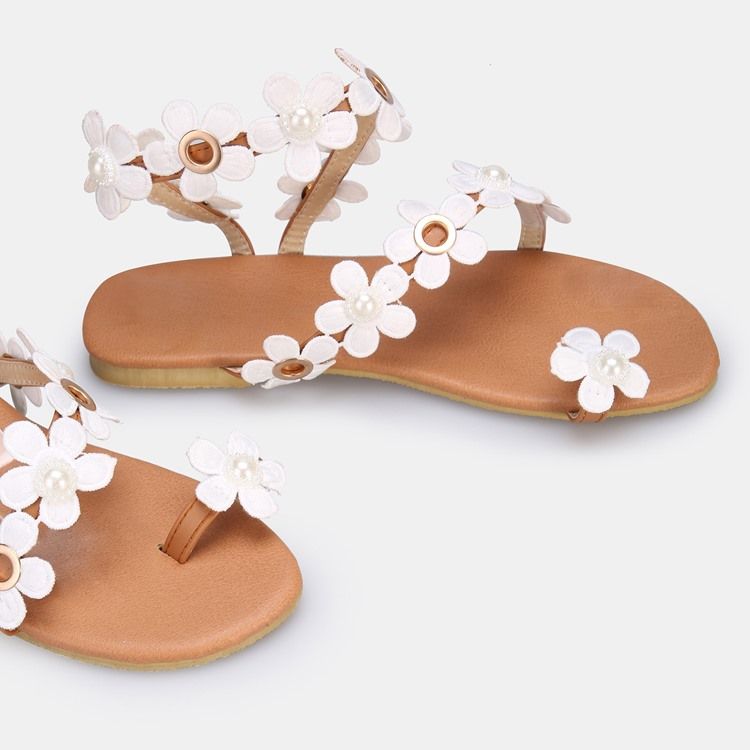 Floral Toe Ring Slip-on Naisten Sandaalit