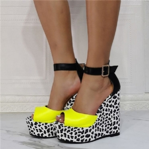 Kiilakorko Peep Toe Solki Leopard Naisten Ohuet Kengät