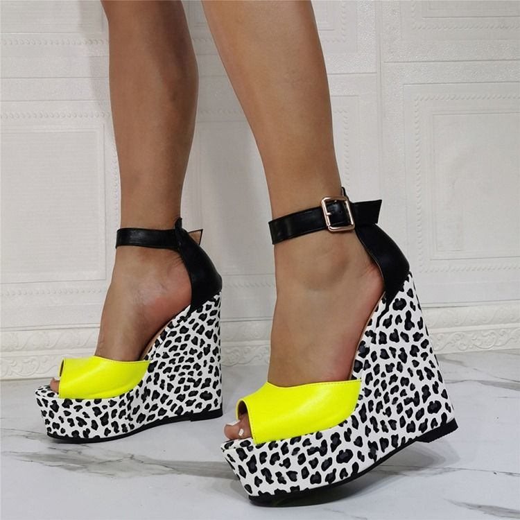 Kiilakorko Peep Toe Solki Leopard Naisten Ohuet Kengät