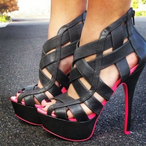 Naisten Peep Toe Vetoketju Platform Stiletto Sandaalit