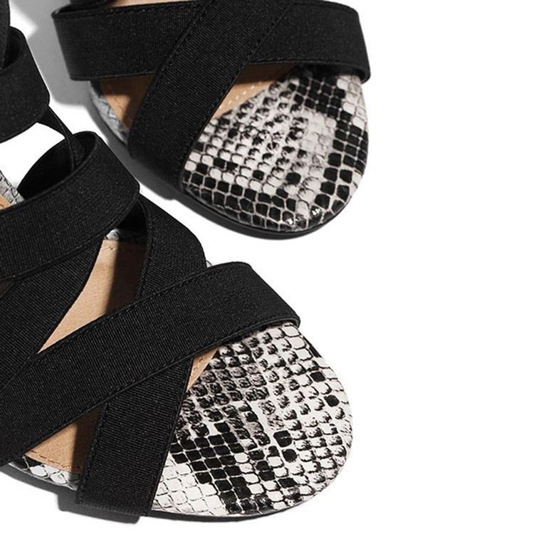 Naisten Piikkikorko Peep Toe Vetoketju Patchwork Sandaalit