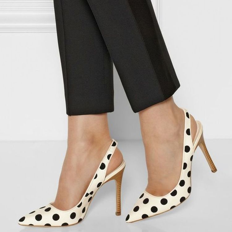 Naisten Polka Dots Point Toe Stiletto-sandaalit