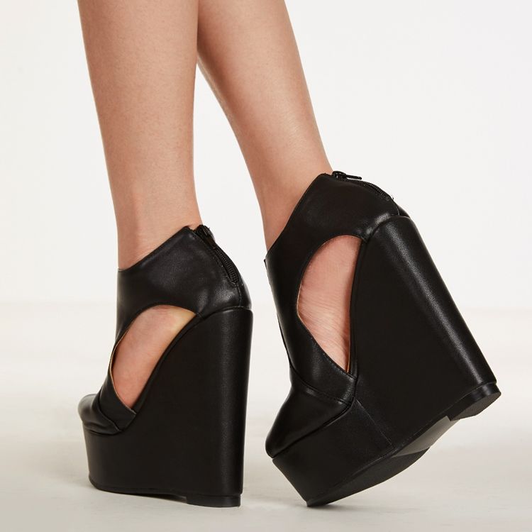 Naisten Pu-platform Peep Toe Wedge -sandaalit