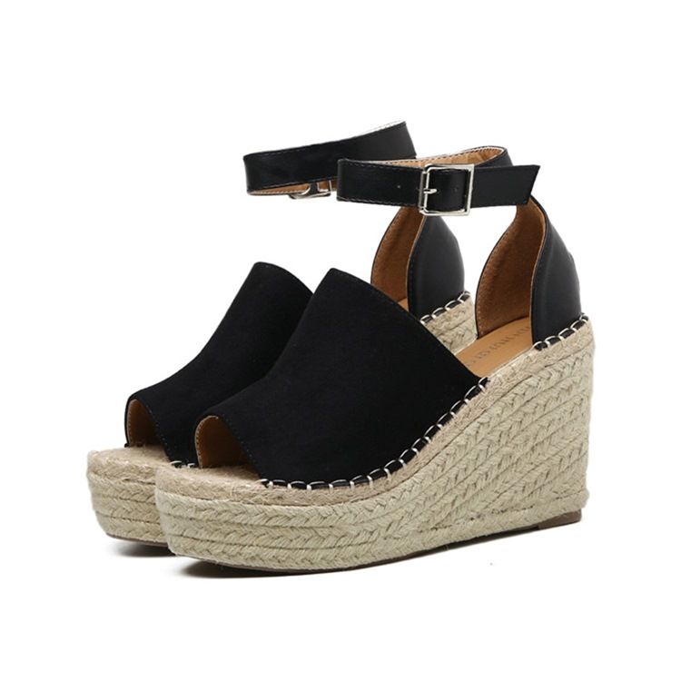 Naisten Solki Peep Toe Platform Espadrille Wedge-sandaalit