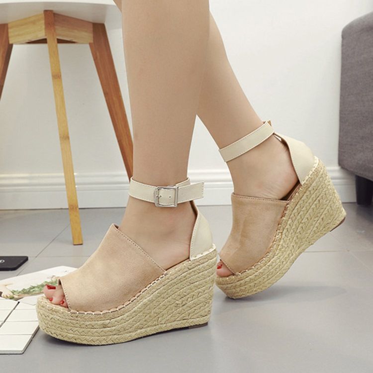 Naisten Solki Peep Toe Platform Espadrille Wedge-sandaalit