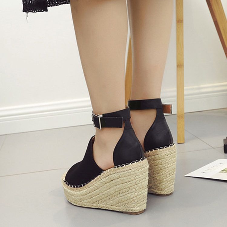 Naisten Solki Peep Toe Platform Espadrille Wedge-sandaalit