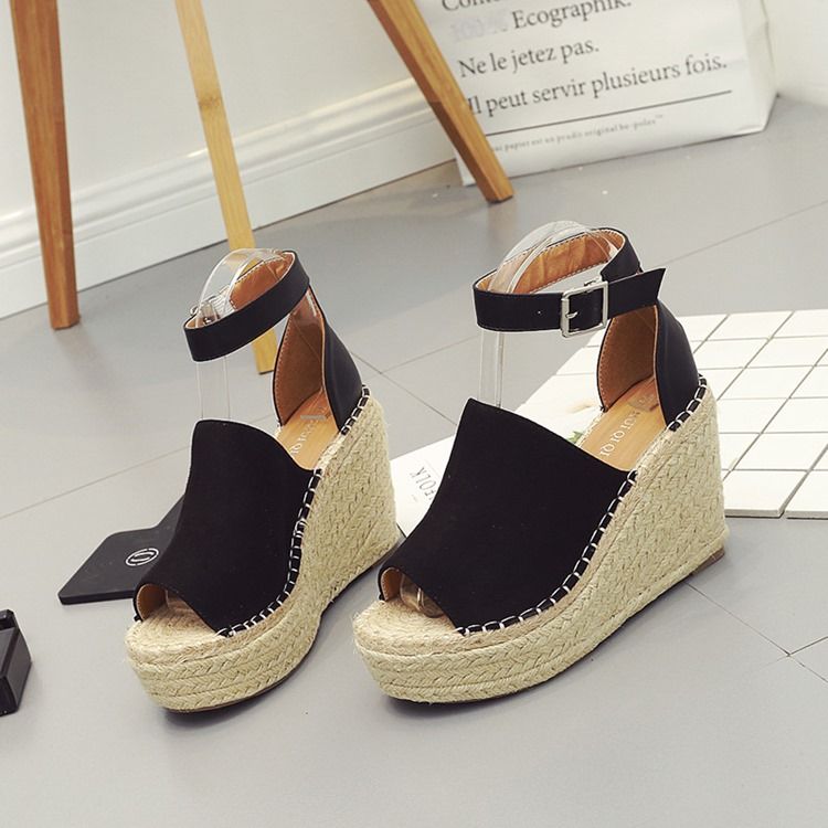 Naisten Solki Peep Toe Platform Espadrille Wedge-sandaalit