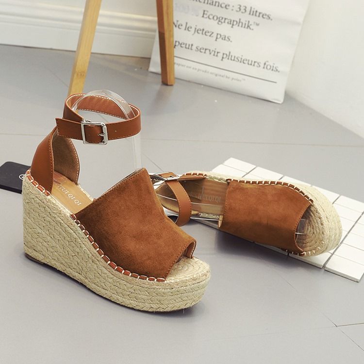 Naisten Solki Peep Toe Platform Espadrille Wedge-sandaalit