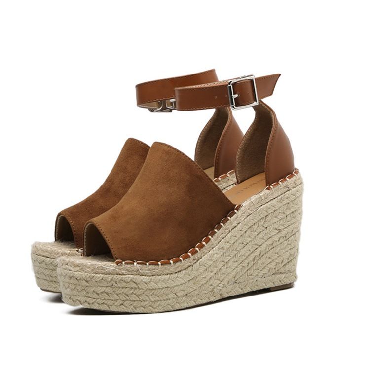 Naisten Solki Peep Toe Platform Espadrille Wedge-sandaalit