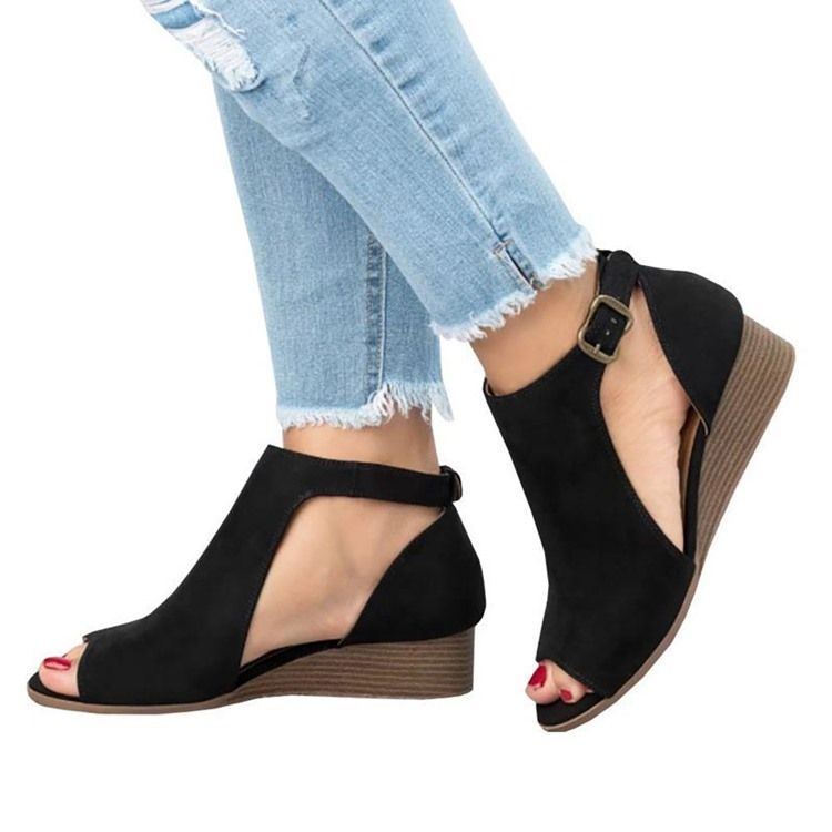 Peep Toe Wedge Heel Naisten Sandaalit