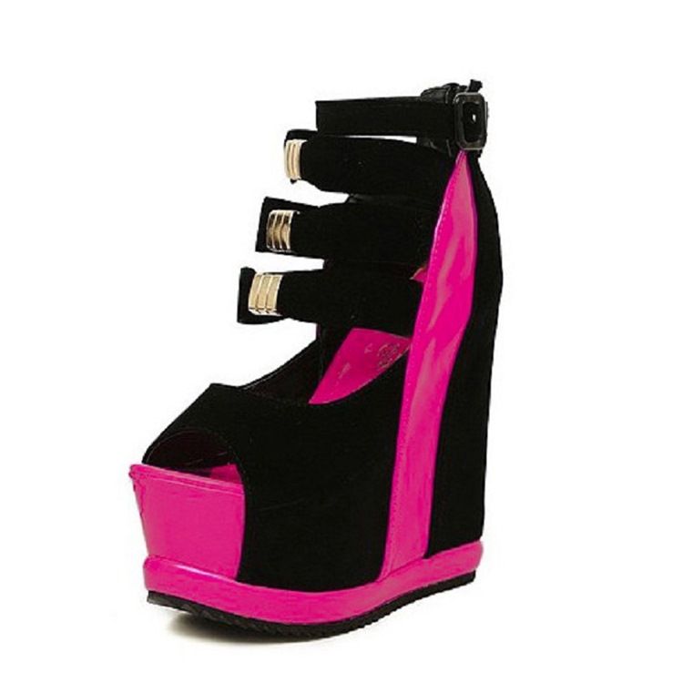 Peep Toe Wedge Heel Solki Platform Naisten Sandaalit