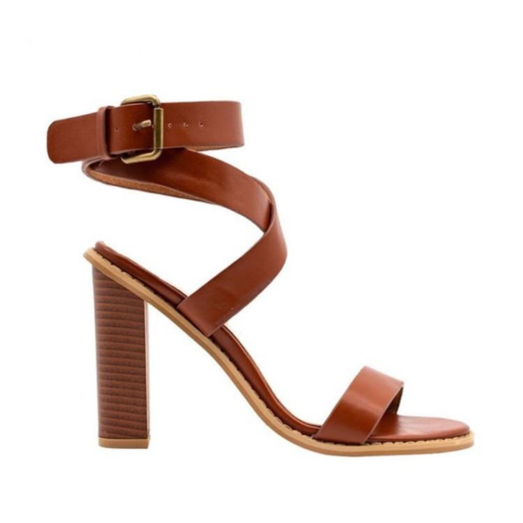 Plain Solki Strappy Chunky Heel Naisten Sandaalit