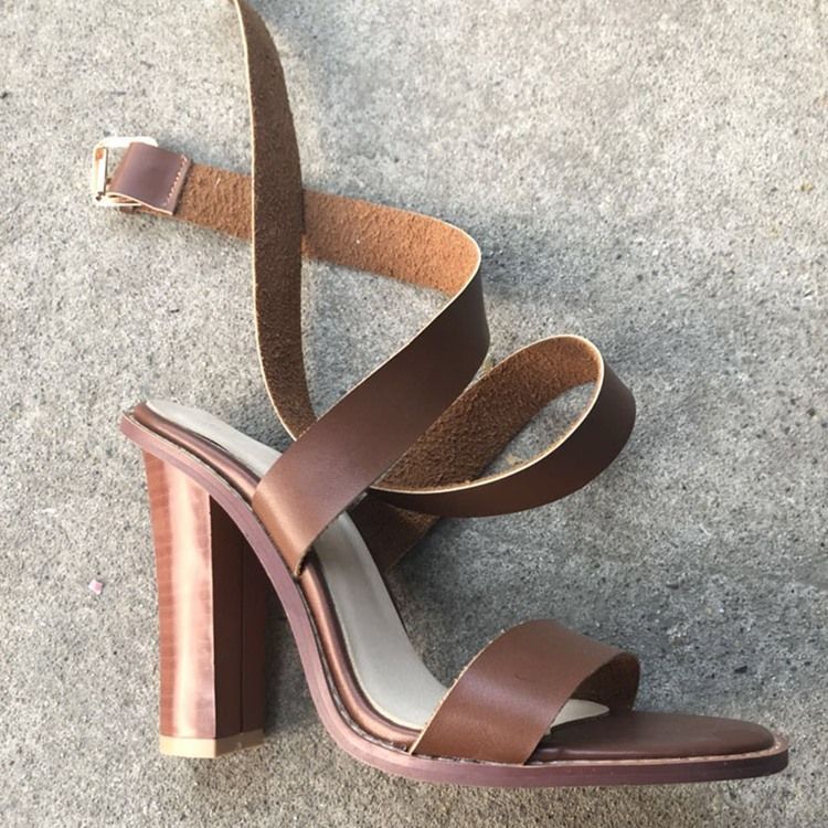 Plain Solki Strappy Chunky Heel Naisten Sandaalit