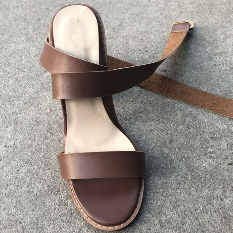 Plain Solki Strappy Chunky Heel Naisten Sandaalit