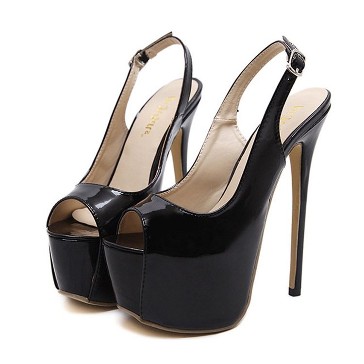 Pu Peep Toe Stiletto Heel Slingback Strap Naisten Sandaalit