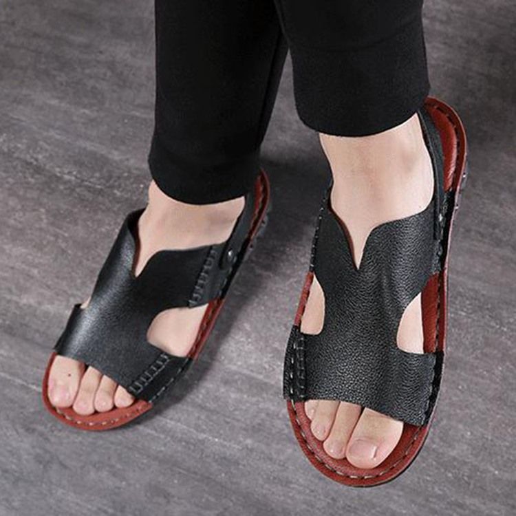 Pu Slip-on Simple Open Toe Miesten Sandaalit