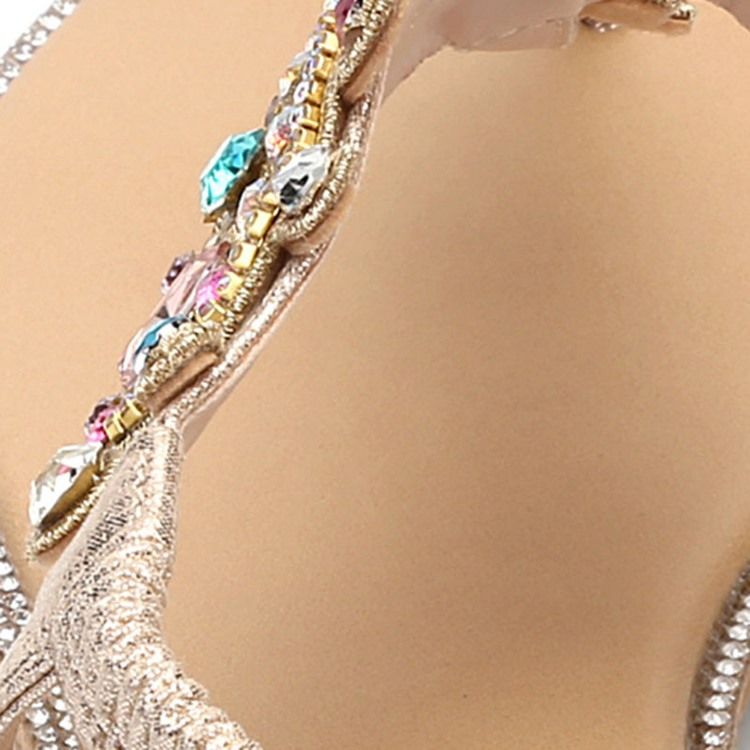 Rhinestone Thong Elastic Band Naisten Sandaalit