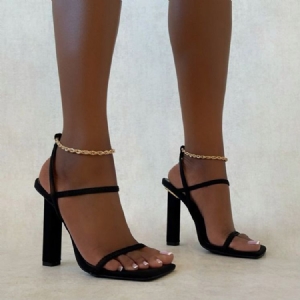 Slip-on Square Toe Chunky Heel Chain Naisten Sandaalit