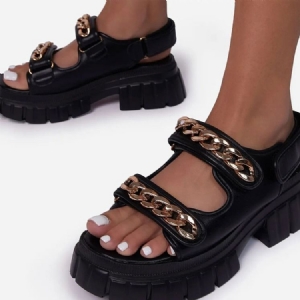 Velcro Round Toe Chain Naisten Sandaalit