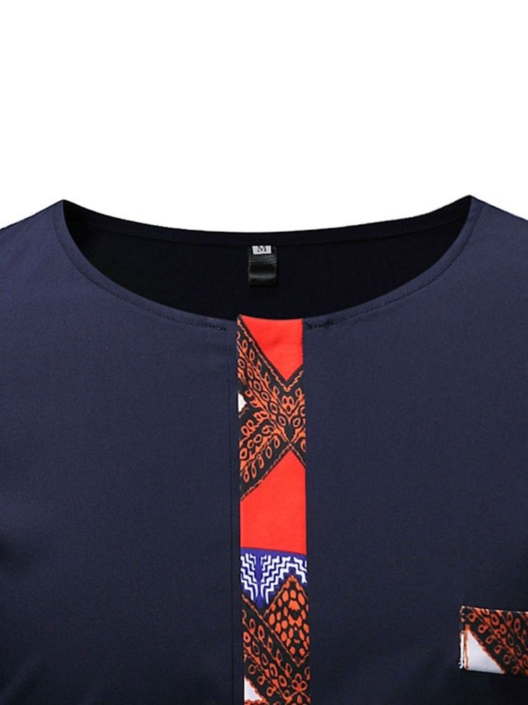 Afrikkalainen Muoti Dashiki Color Block Patchwork Casual Miesten T-paita