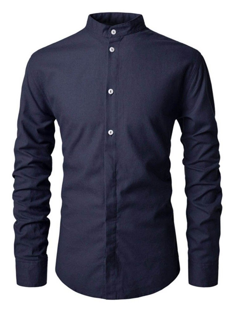 Plain Button Casual Miesten Ohut Paita