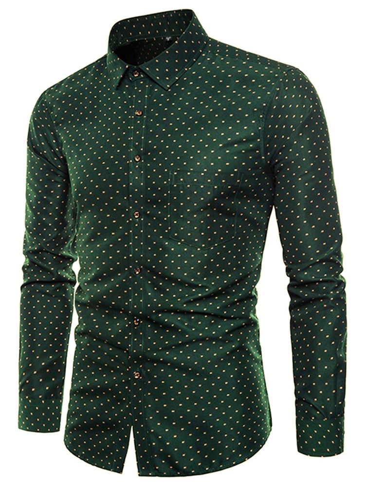 Polka Dots Vihreä Slim Fit Miesten Rento Mekko