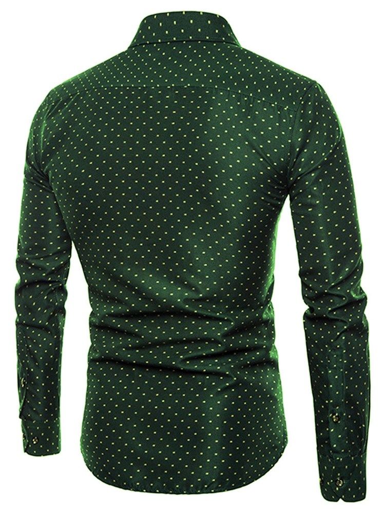 Polka Dots Vihreä Slim Fit Miesten Rento Mekko