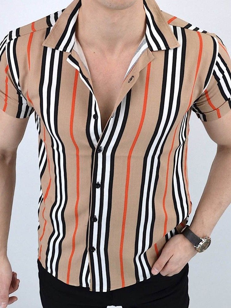 Stripe Casual Button Single Breasted Miesten Paita