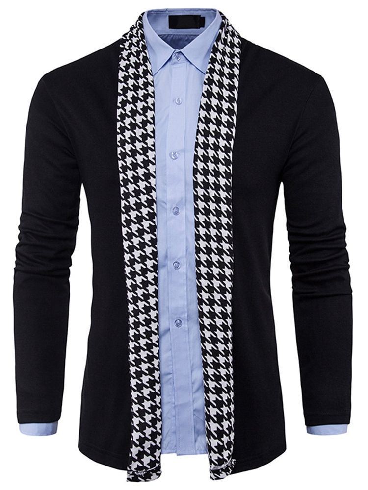 Tavallinen Houndstooth Slim Fall Miesten Villapaita