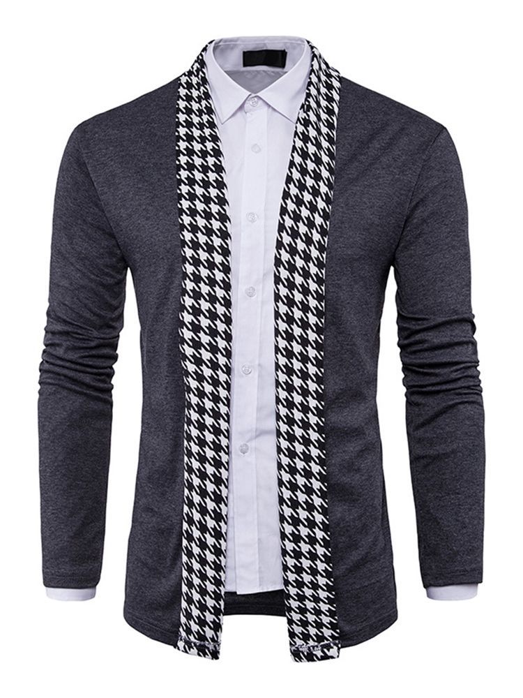 Tavallinen Houndstooth Slim Fall Miesten Villapaita