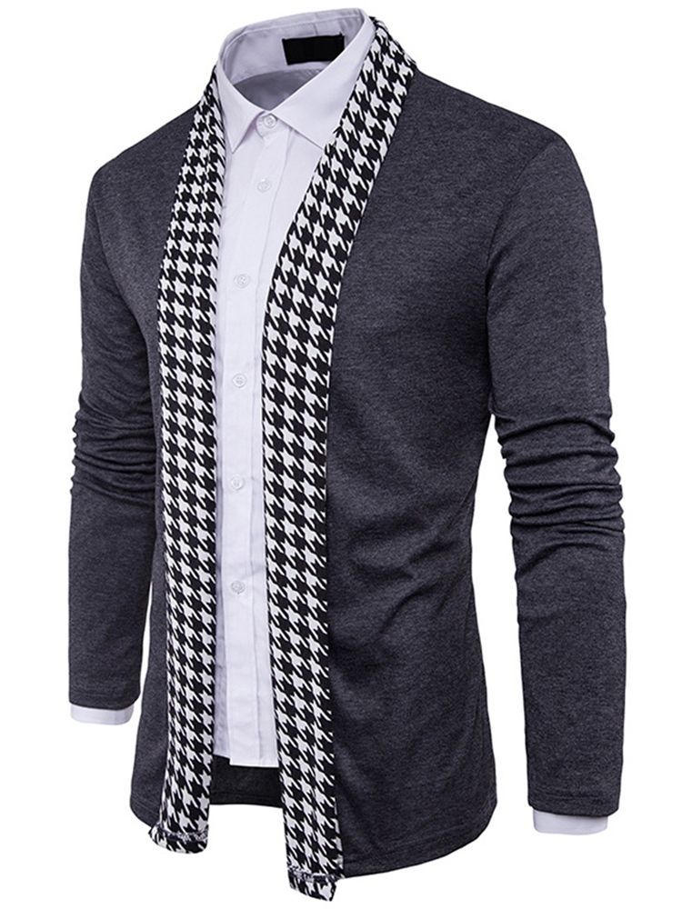 Tavallinen Houndstooth Slim Fall Miesten Villapaita