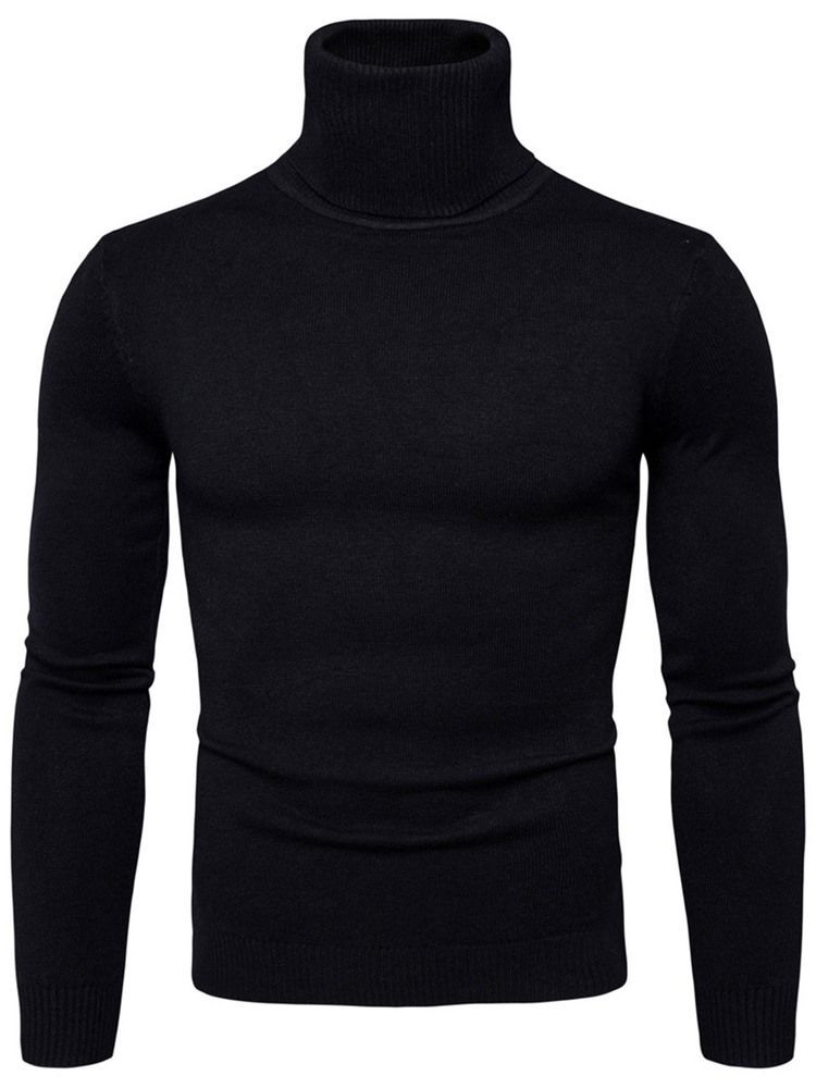 Turtleneck Plain Standard Slim Spring -pusero