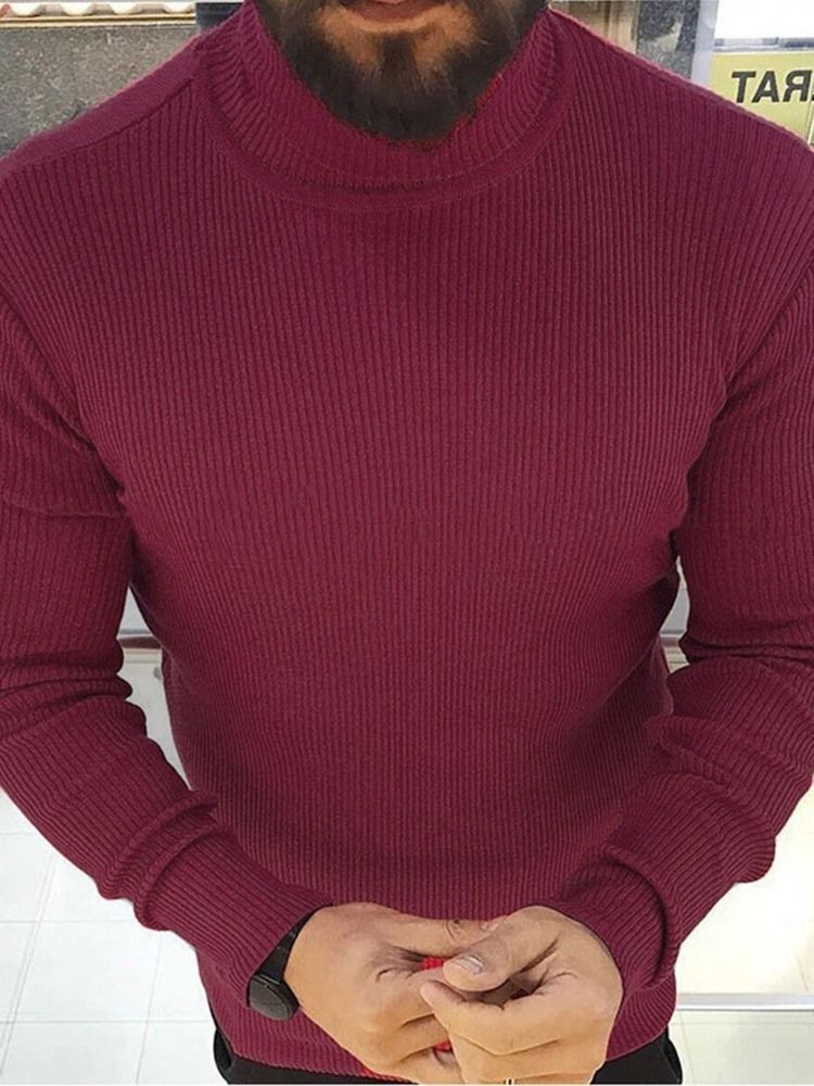 Turtleneck Plain Standard Winter Casual Miesten Villapaita