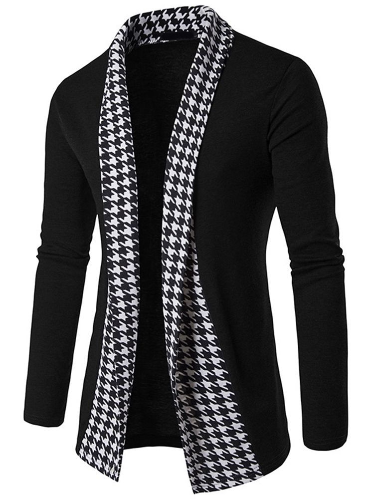 Vogue Houndstooth Patchwork Cardigan Miesten Neuleet