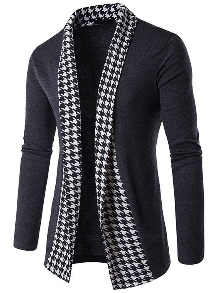 Vogue Houndstooth Patchwork Cardigan Miesten Neuleet