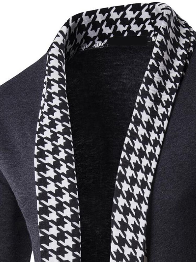 Vogue Houndstooth Patchwork Cardigan Miesten Neuleet